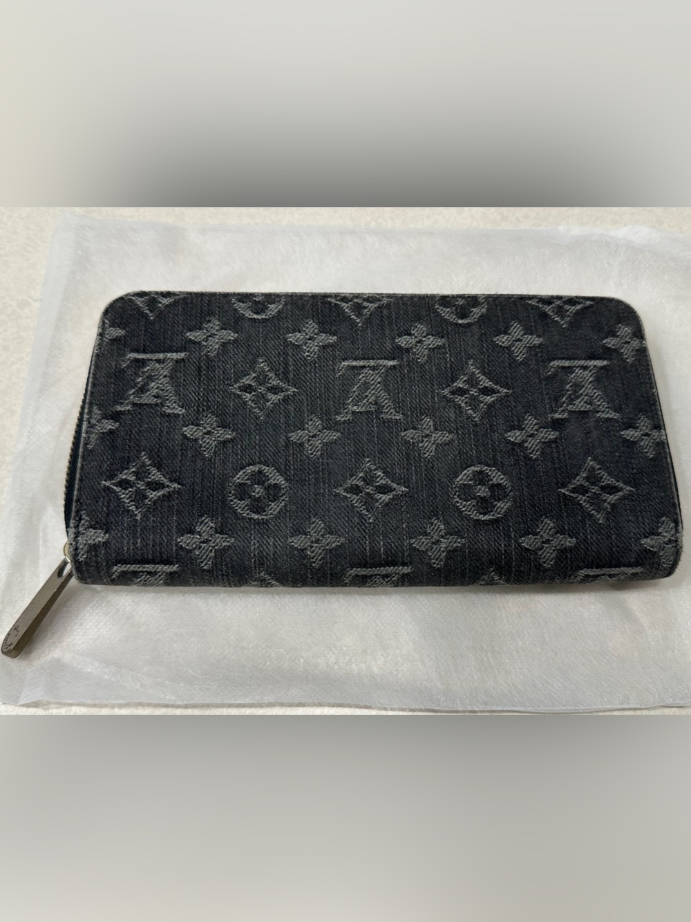 Louis Vuitton Black Monogram Denim Zip-Around Wallet